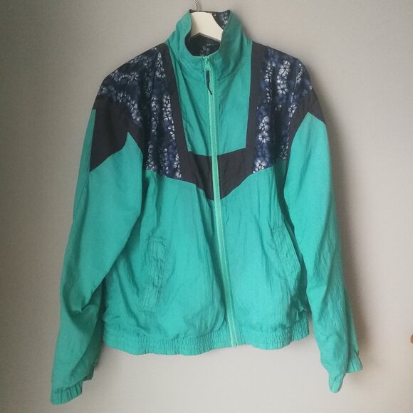 Vintage colourblock windbreaker light jacket blue teal Zellers - Picture 1 of 12